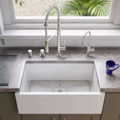 ALFI 30" Single Bowl Thick Wall Fireclay Farmhouse Apron Sink, White, AB3018SB-W