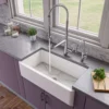 ALFI 33" Single Bowl Thick Wall Fireclay Farmhouse Apron Sink, Reversible, White, AB3318SB-W