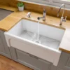 ALFI 30" Single Bowl Thick Wall Fireclay Farmhouse Apron Sink, White, AB3018ARCH-W