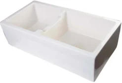 ALFI 36" Smooth Double Bowl Thick Wall Fireclay Farmhouse Sink, Biscuit, AB3618DB-B