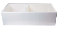 ALFI 36" Smooth Double Bowl Thick Wall Fireclay Farmhouse Sink, Biscuit, AB3618DB-B