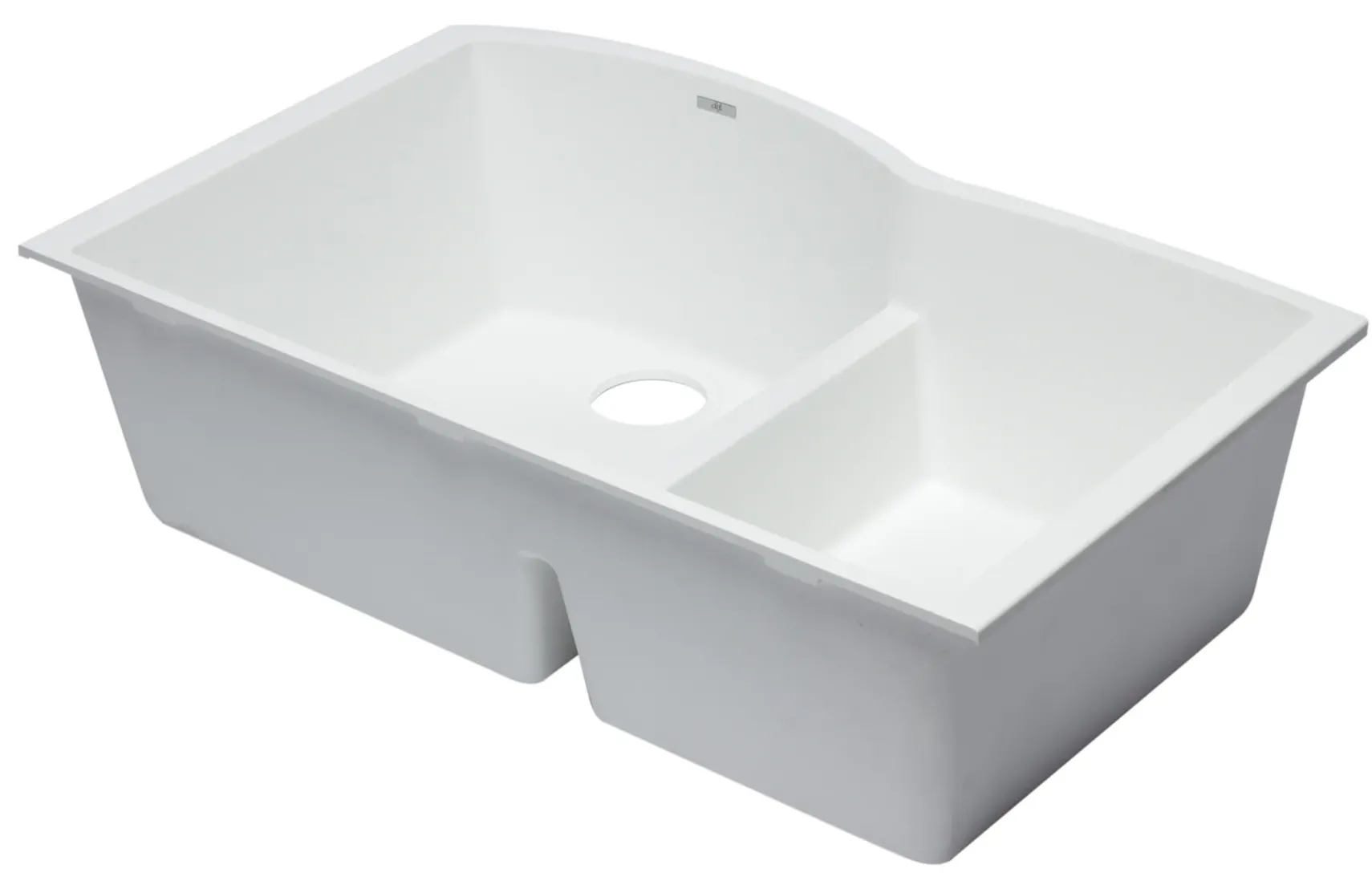 ALFI White 33" Double Bowl Undermount Granite Composite Kitchen Sink, AB3320UM-W