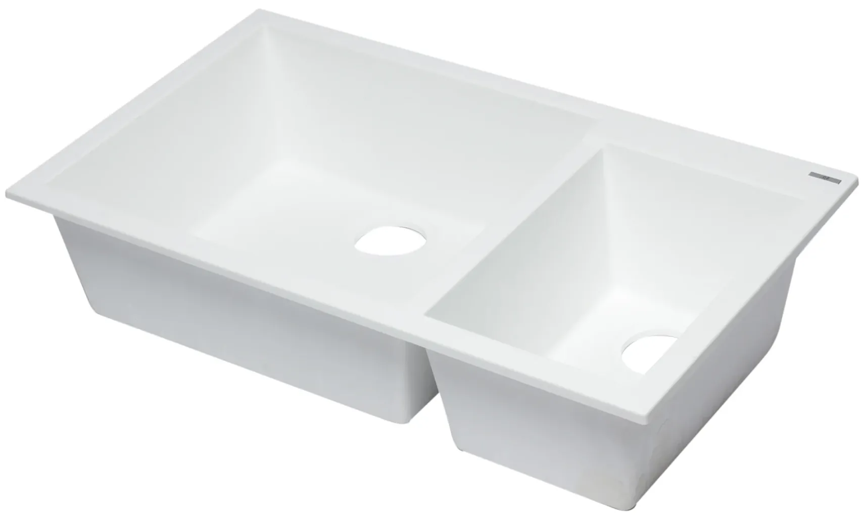 ALFI White 34" Double Bowl Undermount Granite Composite Kitchen Sink, AB3319UM-W