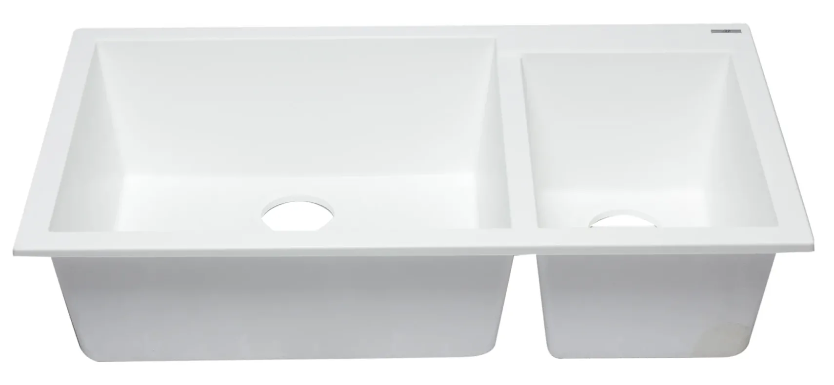ALFI White 34" Double Bowl Undermount Granite Composite Kitchen Sink, AB3319UM-W