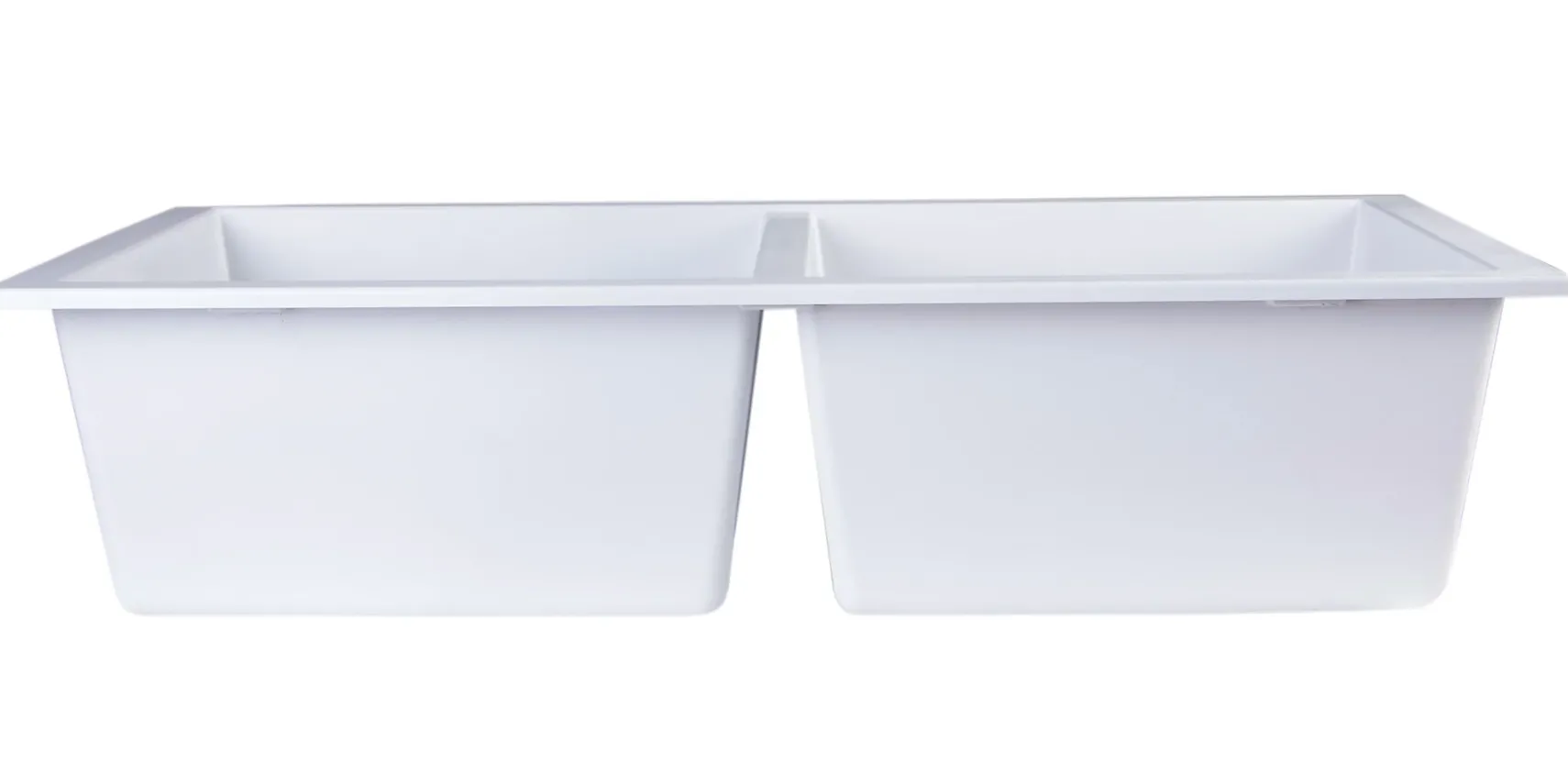 ALFI White 34" Undermount Double Bowl Granite Composite Kitchen Sink, AB3420UM-W