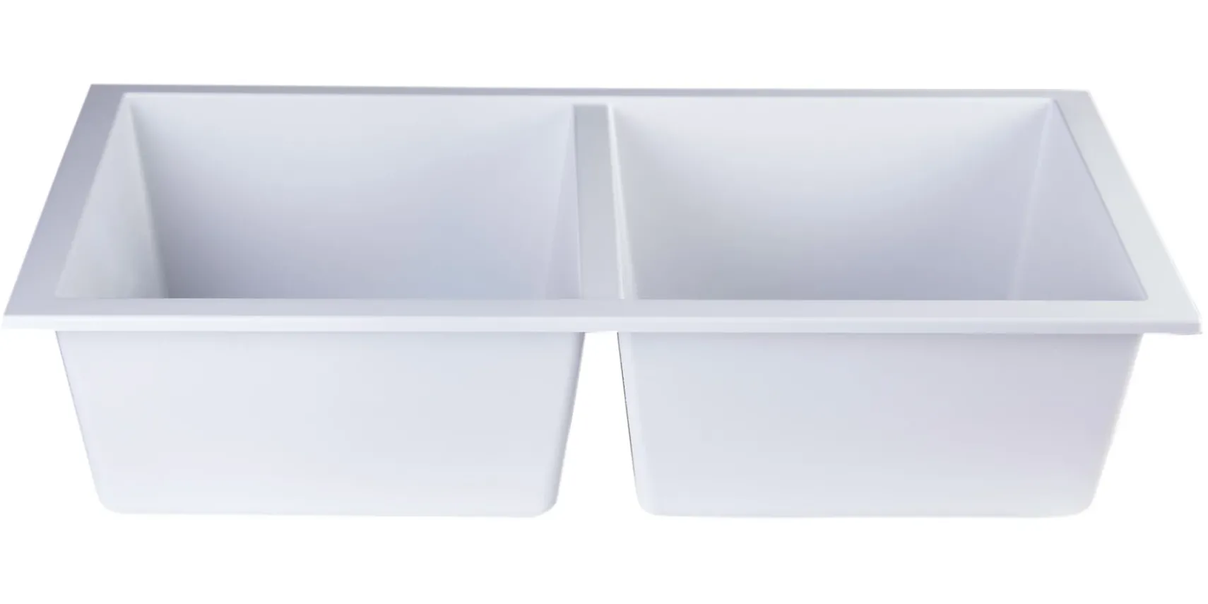 ALFI White 34" Undermount Double Bowl Granite Composite Kitchen Sink, AB3420UM-W