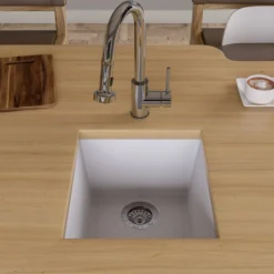 ALFI White 17" Undermount Rectangular Granite Composite Kitchen Prep Sink, AB1720UM-W