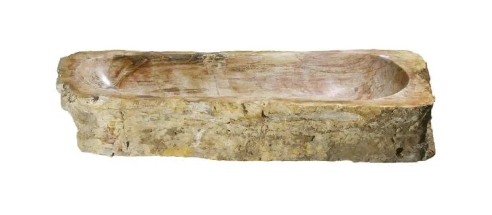 Allstone 29.5" Petrified Wood Stone Vessel Sink, Red Orange, PEWD-#031