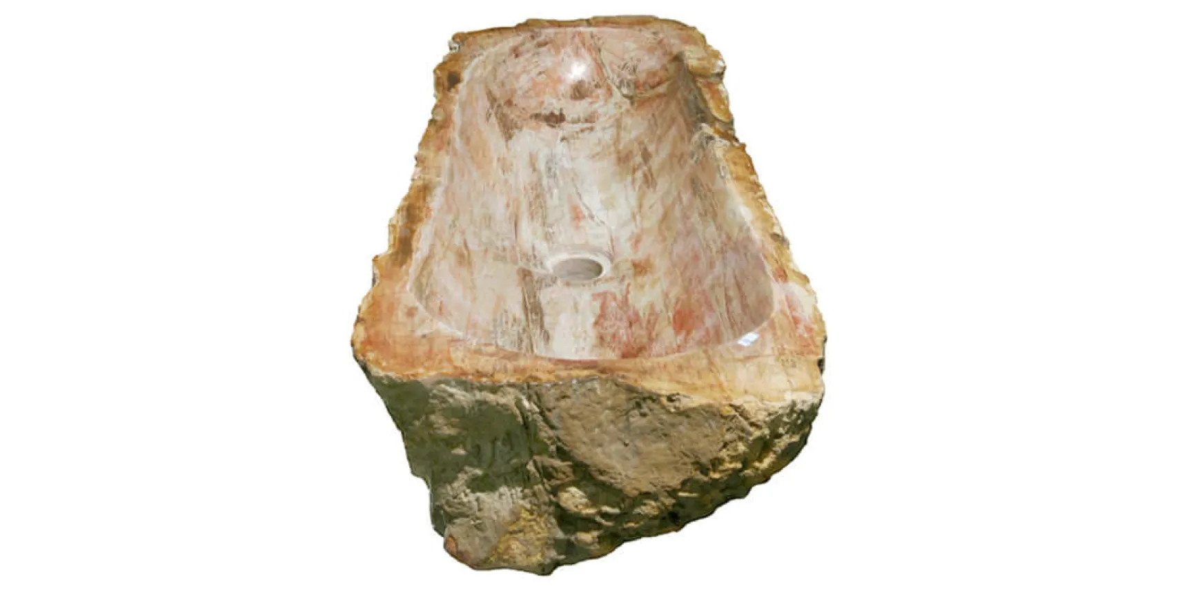 Allstone 29.5" Petrified Wood Stone Vessel Sink, Red Orange, PEWD-#031