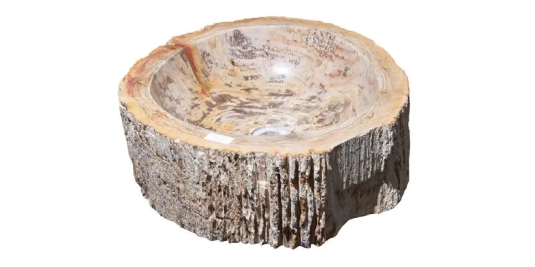Allstone 20.5"x17.5"x5.75" Petrified Wood Stone Vessel Sink, Beige, Brown, Red Orange, PEWD-#224-B