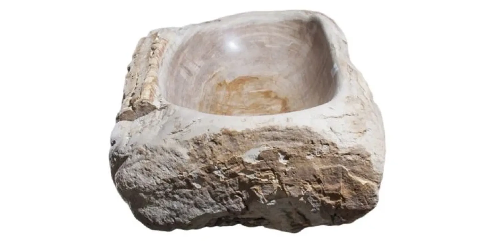 Allstone 33"x16.5"x7.5" Petrified Wood Stone Vessel Sink, Beige, Taupe, PEWD-#2124