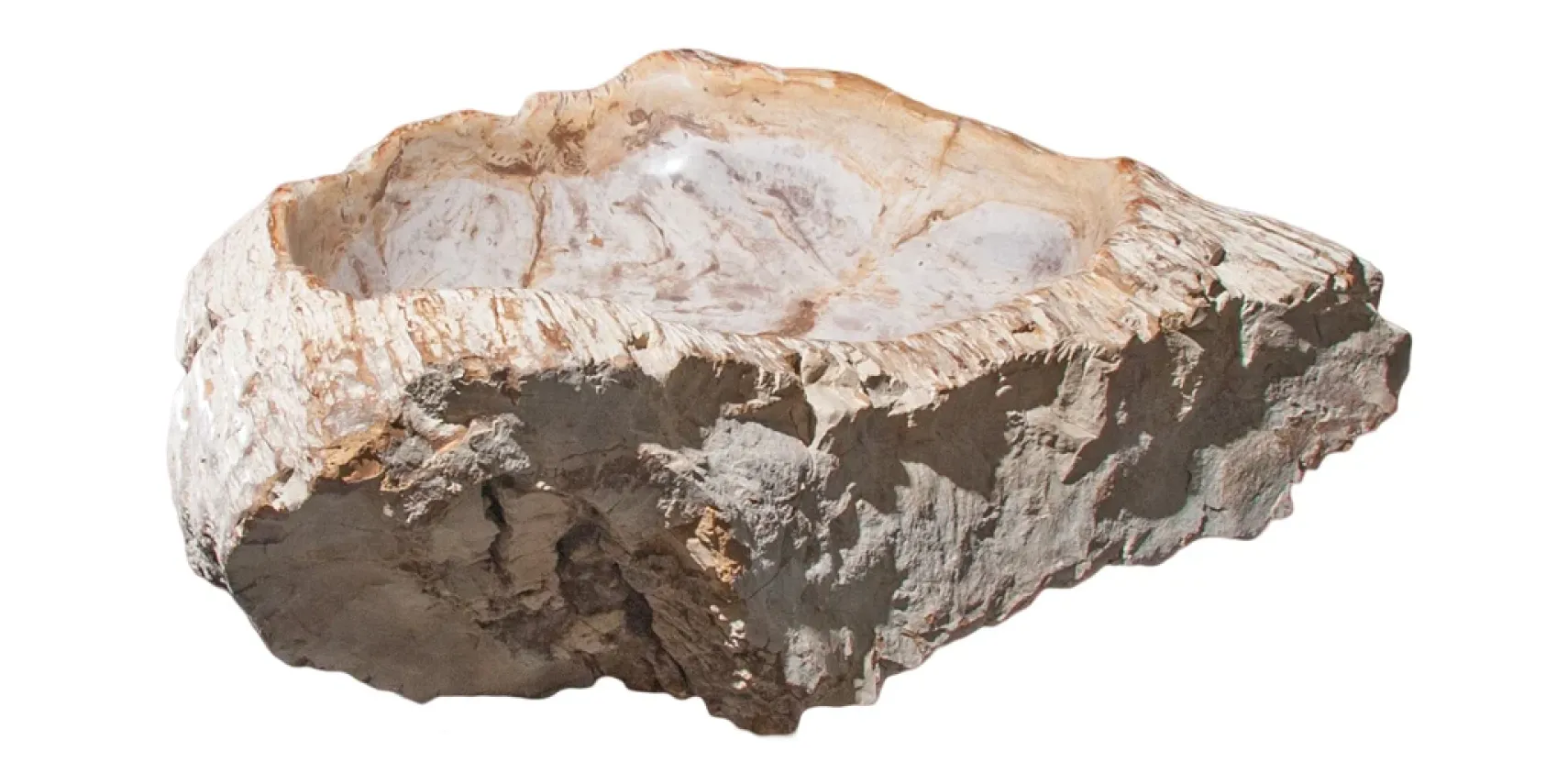 Allstone 30"x27"x9.5" Petrified Wood Stone Vessel Sink, Beige, PEWD-#2105
