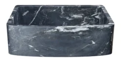 33" Black Glacier Quartz Stone Farmhouse Kitchen Sink, Curved Front, Single Bowl, Reversible, KFCF332210SB-NLP-BGQ