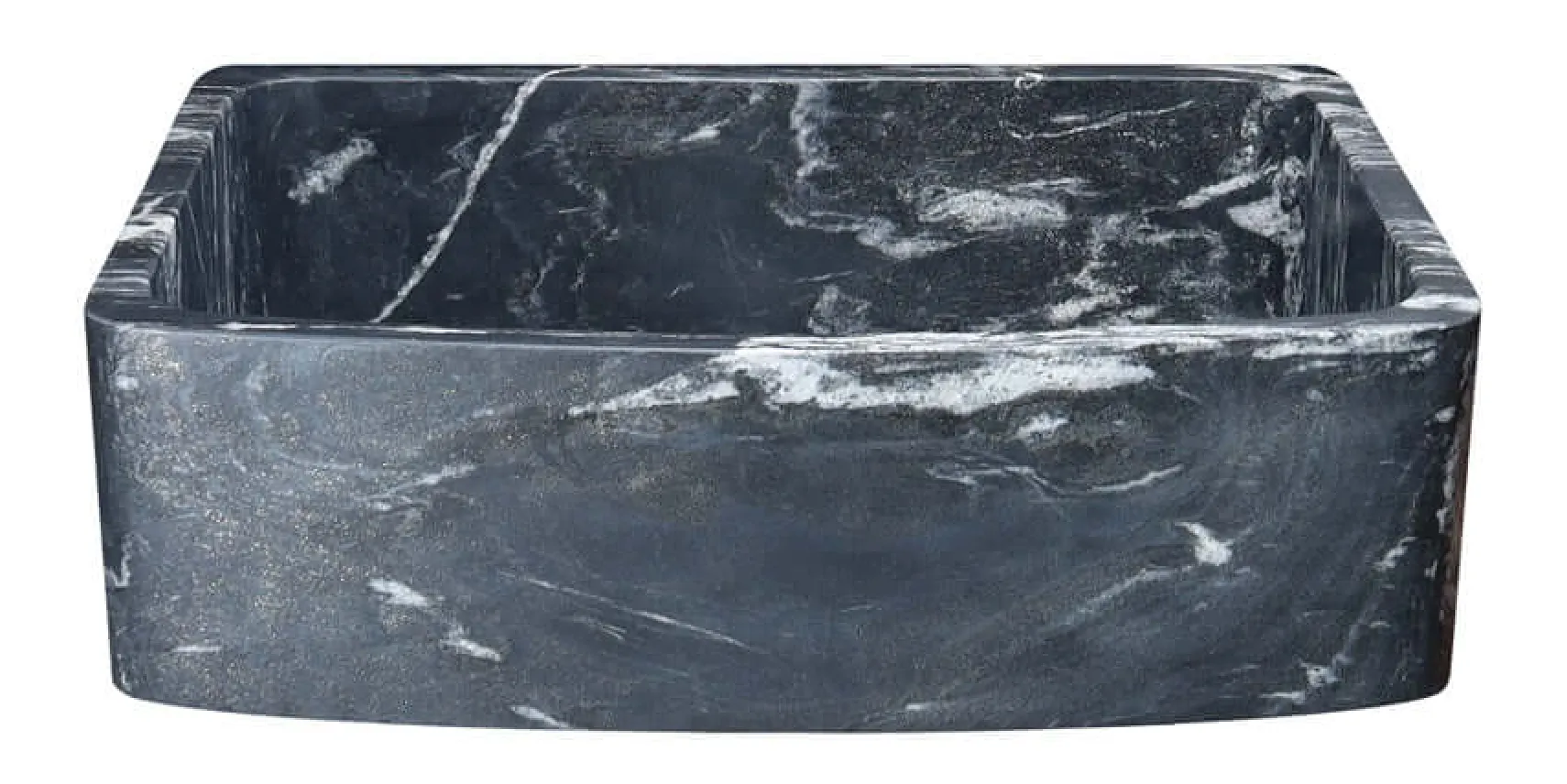 33" Black Glacier Quartz Stone Farmhouse Kitchen Sink, Curved Front, Single Bowl, Reversible, KFCF332210SB-NLP-BGQ