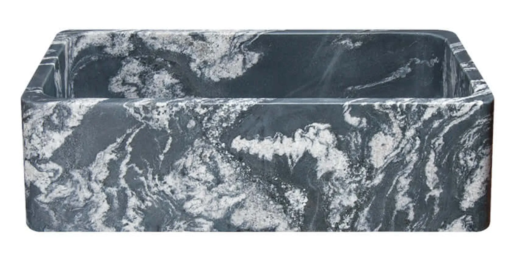 36" Black Glacier Quartz Stone Farmhouse Kitchen Sink, Single Bowl, Reversible, KF362010SB-NLP-BGQ