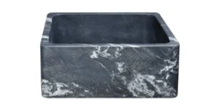 24" Black Glacier Quartz Stone Farmhouse Kitchen Sink, Reversible, KF242010-BGQ