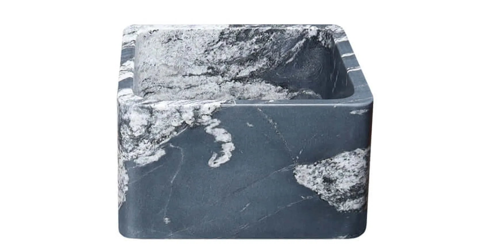 17" Black Glacier Quartz Stone Farmhouse Kitchen Sink, Single Bowl, Reversible, KF171710-BGQ