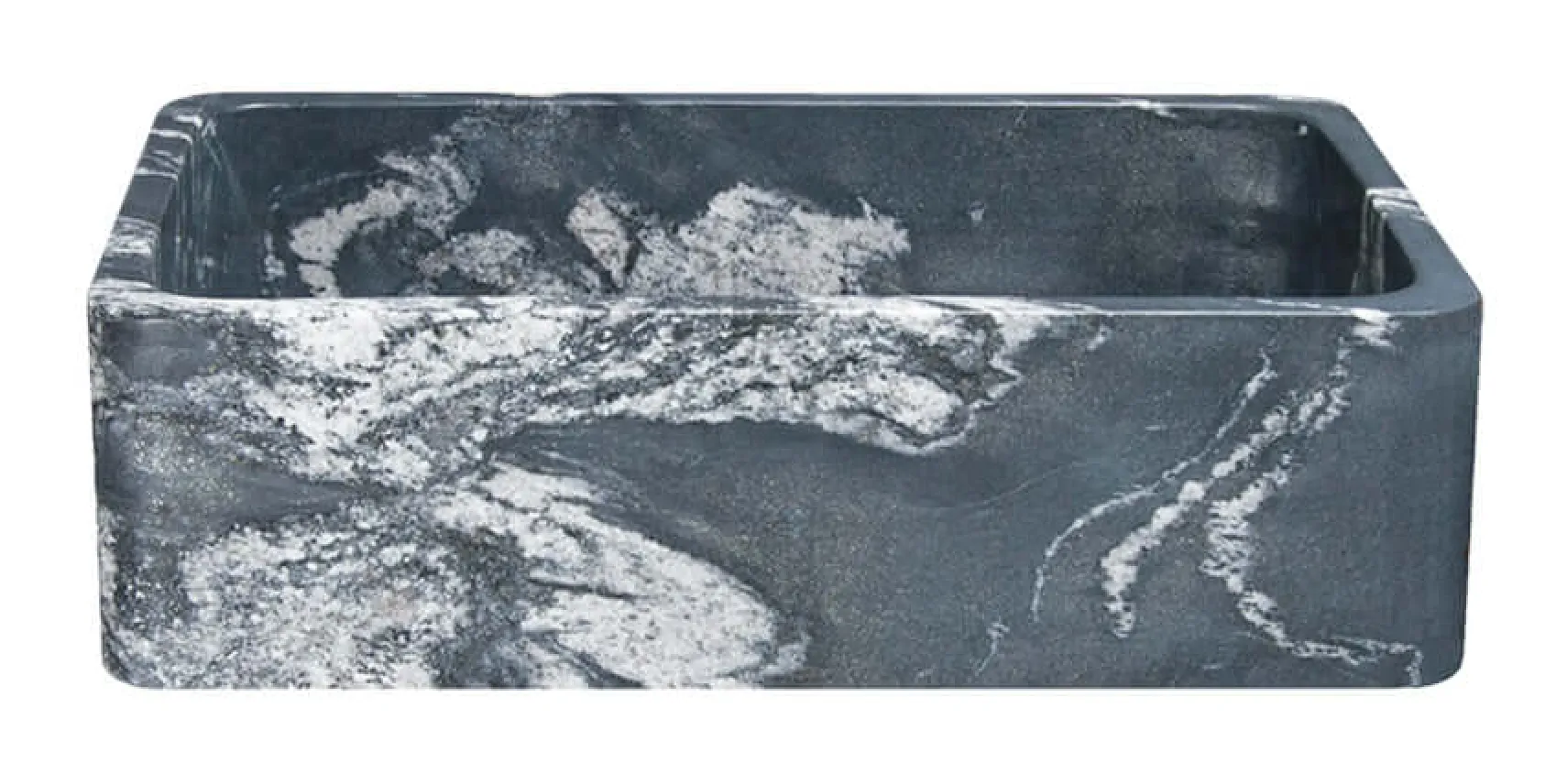 33" Black Glacier Quartz Stone Farmhouse Kitchen Sink, Single Bowl, Reversible, KF332010SB-NLP-BGQ