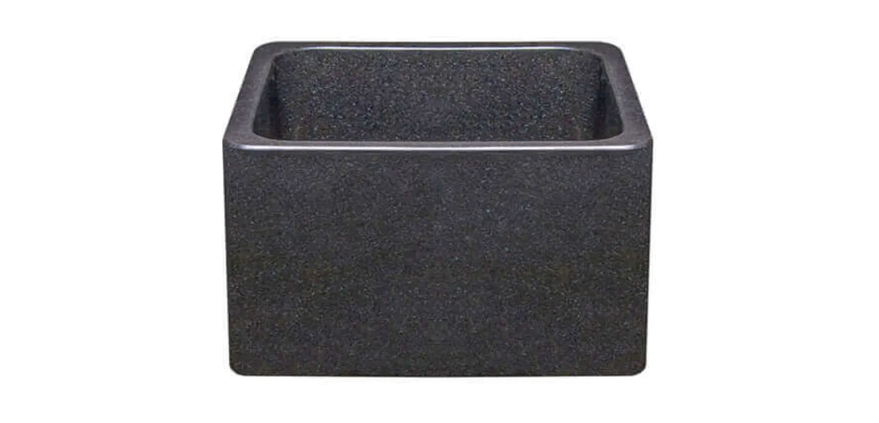 15" Black Granite Stone Farmhouse Kitchen Sink, Single Bowl, Reversible, KF151510-BK