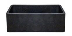 30" Black Granite Stone Farmhouse Kitchen Sink, Single Bowl, Smooth Reversible, KF302010SB-NLP-BK