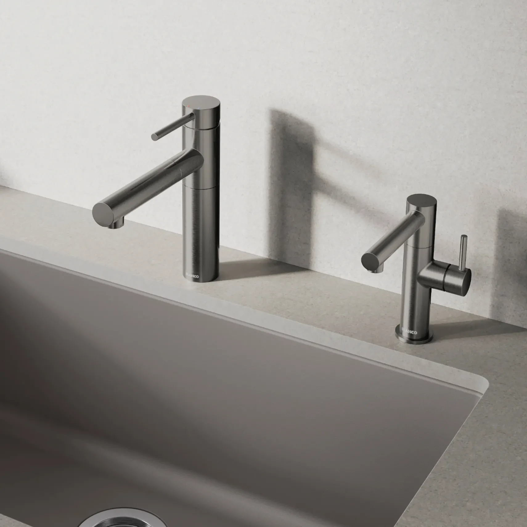 Blanco Alta II Low Arc Pull-Out Kitchen Faucet, Satin Dark Steel, 1.5 GPM, Brass, 527562