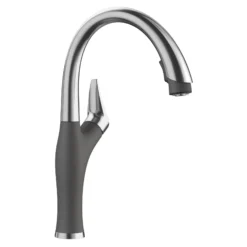 Blanco Artona 1.5 GPM Brass Kitchen Faucet, Pull-Down, Cinder/Stainless, 442033