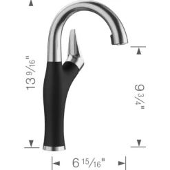 Blanco Artona 1.5 GPM Brass Bar Faucet, Pull-Down, Coal Black/Stainless, 526387
