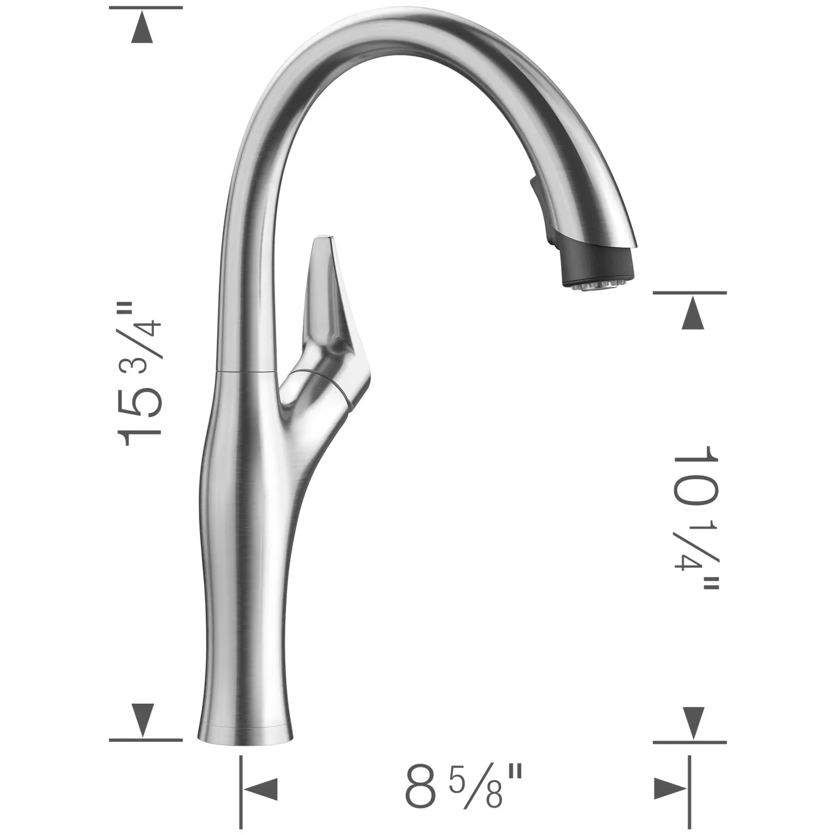 Blanco Artona 1.5 GPM Brass Kitchen Faucet, Pull-Down, Stainless, 442037