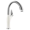 Blanco Artona 1.5 GPM Brass Kitchen Faucet, Pull-Down, White/Stainless, 442036