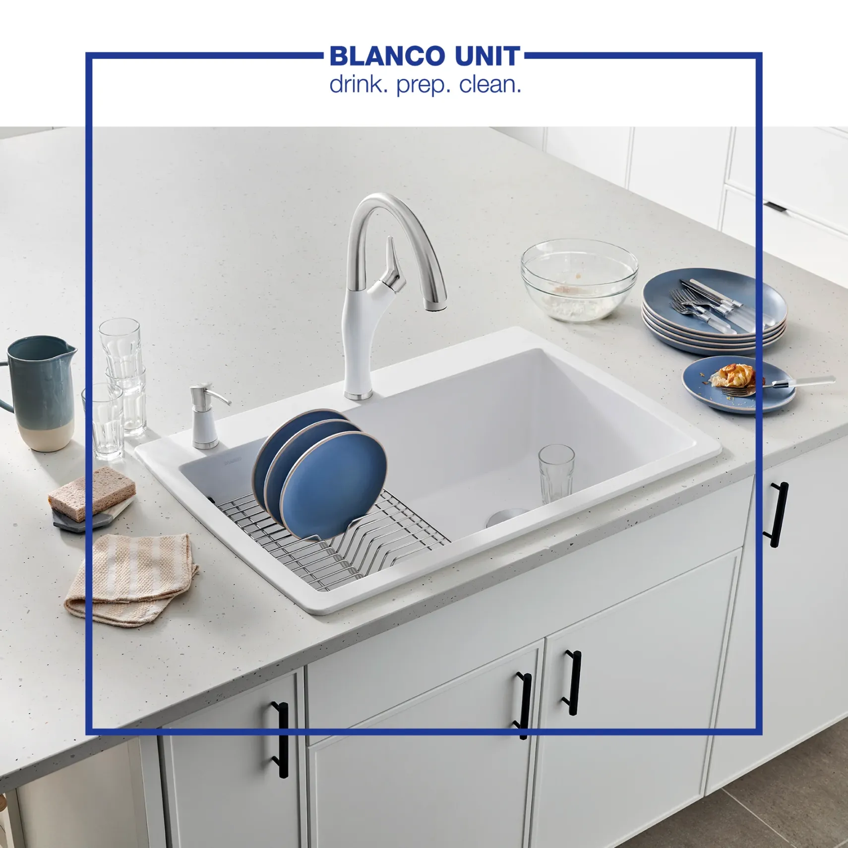 Blanco Artona 1.5 GPM Brass Kitchen Faucet, Pull-Down, White/Stainless, 442036
