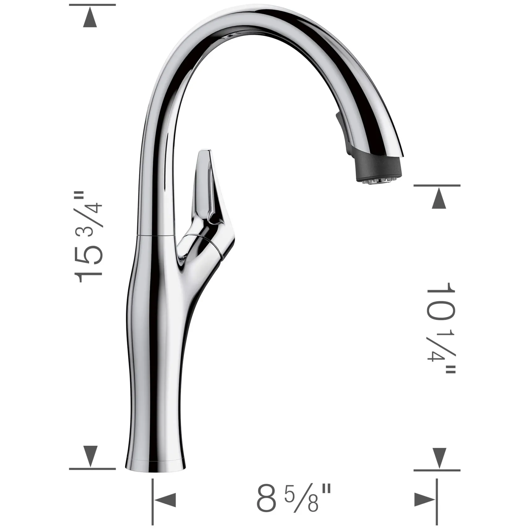 Blanco Artona 1.5 GPM Brass Kitchen Faucet, Pull-Down, Polished Chrome, 442038