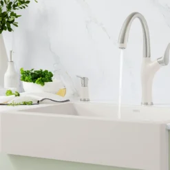 Blanco Artona Pull-Down Dual-Spray Kitchen Faucet, PVD Steel/Soft White, 1.5 GPM, Brass, 443040
