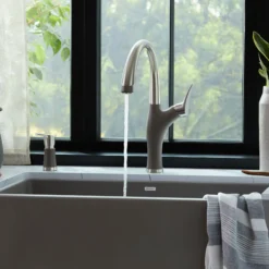 Blanco Artona Pull-Down Dual-Spray Kitchen Faucet, PVD Steel/Volcano Gray, 1.5 GPM, Brass, 443039