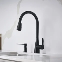 Blanco Atura Pull-Down Dual-Spray Bar Faucet, Matte Black, 1.5 GPM, Brass, 443028