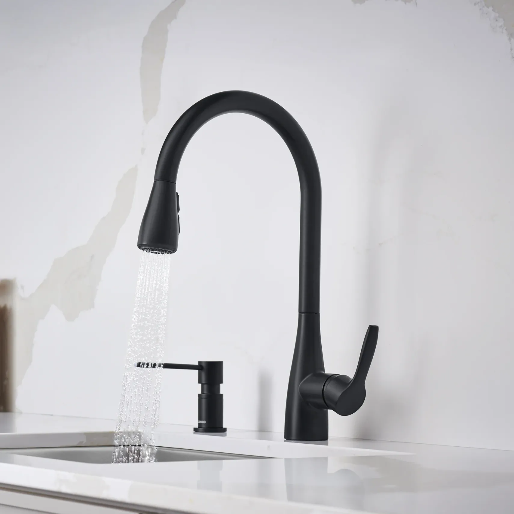 Blanco Atura Pull-Down Dual-Spray Bar Faucet, Matte Black, 1.5 GPM, Brass, 443028