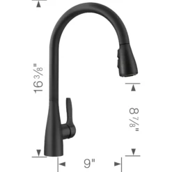 Blanco Atura Pull-Down Dual-Spray Kitchen Faucet, Matte Black, 1.5 GPM, Brass, 443027