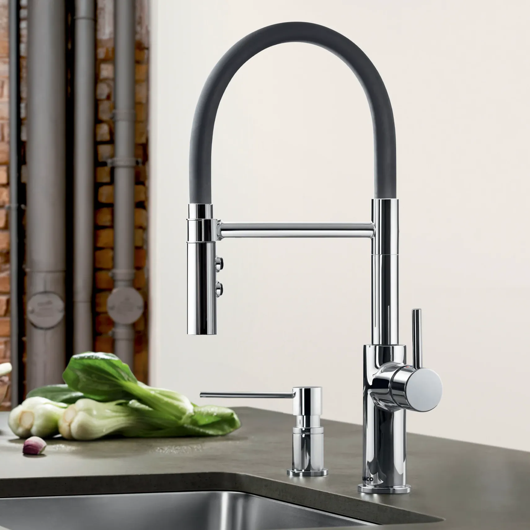Blanco Catris Flexo Semi-Pro Pull-Down Dual-Spray Kitchen Faucet, Chrome, 1.5 GPM, Brass, 402447