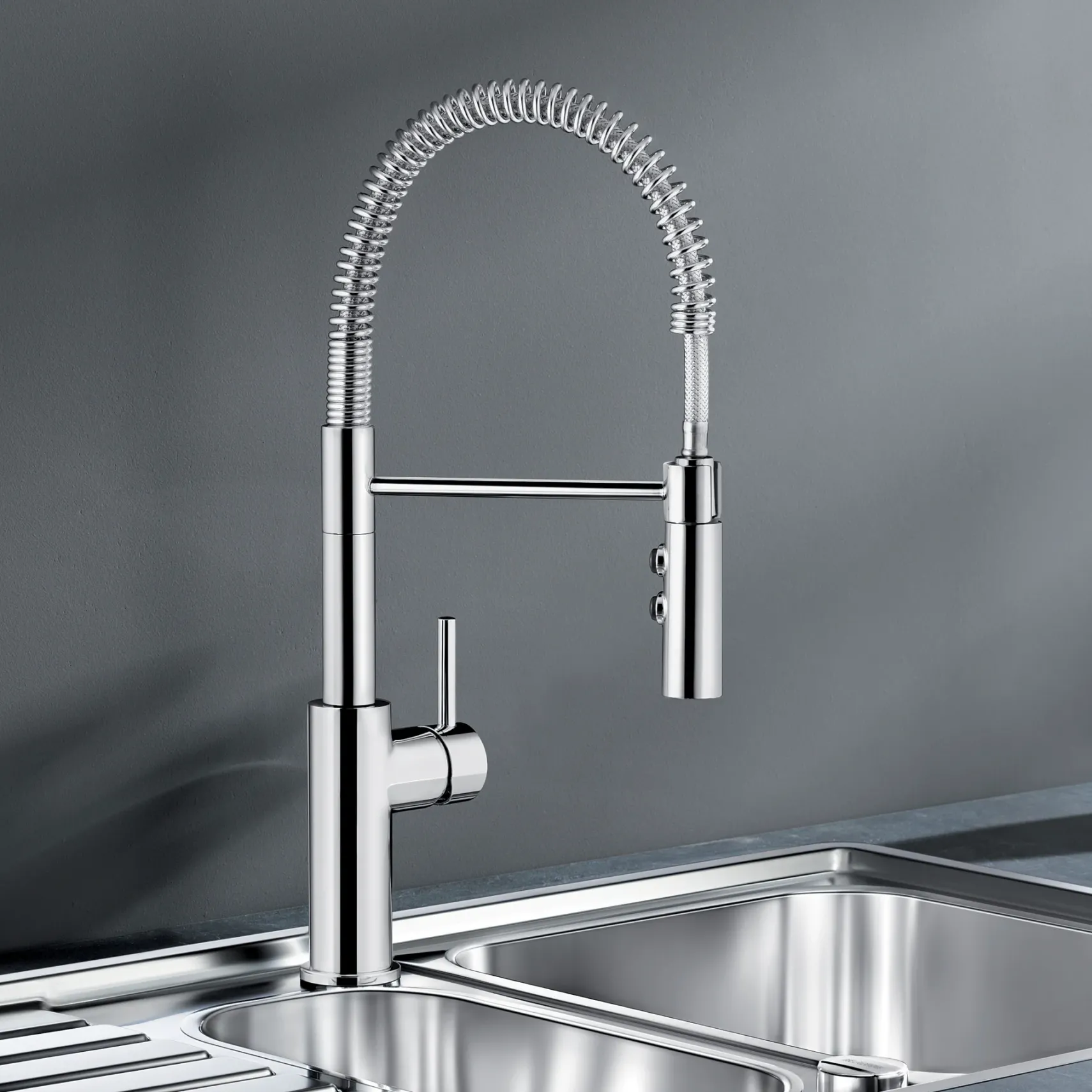 Blanco Catris Semi-Pro Pull-Down Dual-Spray Kitchen Faucet, Chrome, 1.5 GPM, Brass, 401917