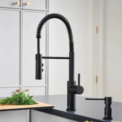 Blanco Catris Semi-Pro Pull-Down Dual-Spray Kitchen Faucet, Matte Black, 1.5 GPM, Brass, 443032
