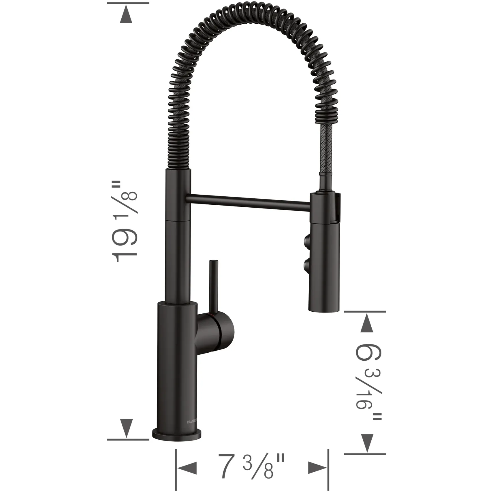 Blanco Catris Semi-Pro Pull-Down Dual-Spray Kitchen Faucet, Matte Black, 1.5 GPM, Brass, 443032