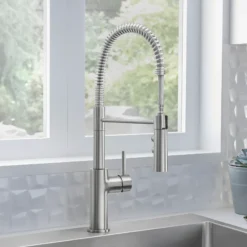 Blanco Catris Semi-Pro Pull-Down Dual-Spray Kitchen Faucet, PVD Steel, 1.5 GPM, Brass, 401918