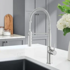 Blanco Catris Semi-Pro Pull-Down Dual-Spray Kitchen Faucet, PVD Steel, 1.5 GPM, Brass, 401918