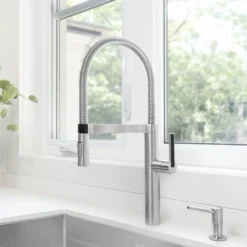 Blanco Culina 2.2 GPM Brass Kitchen Faucet, Semi-Pro, Satin Nickel, 441332