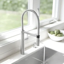 Blanco Culina 2.2 GPM Brass Kitchen Faucet, Semi-Pro, Satin Nickel, 441332