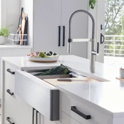 Blanco Culina 2.2 GPM Brass Kitchen Faucet, Semi-Pro, Satin Nickel, 441332