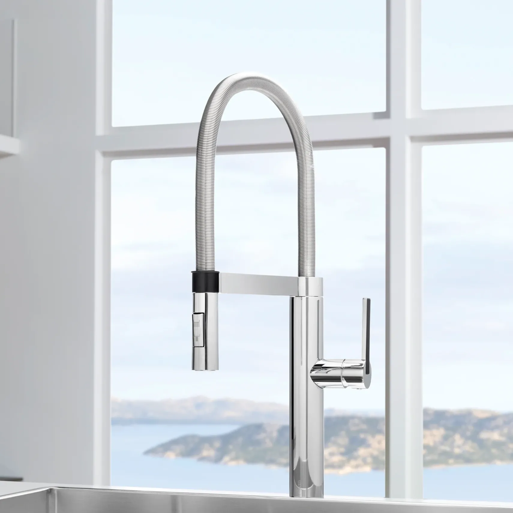 Blanco Culina 1.8 GPM Brass Kitchen Faucet, Semi-Pro, Polished Chrome, 441405