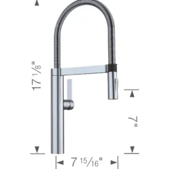 Blanco Culina 1.8 GPM Brass Kitchen Faucet, Semi-Pro, Satin Nickel, 441407