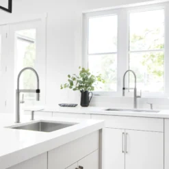 Blanco Culina 1.8 GPM Brass Kitchen Faucet, Semi-Pro, Satin Nickel, 441407