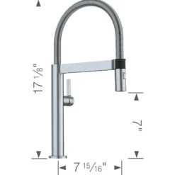 Blanco Culina 2.2 GPM Brass Kitchen Faucet, Semi-Pro, Satin Nickel, 441623