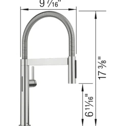 Blanco Culina II Mini Sensor Pull-Down Dual-Spray Kitchen Faucet, PVD Steel, 1.5 GPM, Brass, 527477